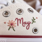 Kids Custom Skeleton Floral Embroidered Shoes