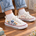 Kids Custom Skeleton Floral Embroidered Shoes