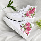 Personalized Name Hydrangea Hand Embroidered Sneakers