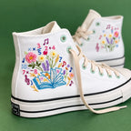 Personalized Book & Floral Hand Embroidered Sneakers