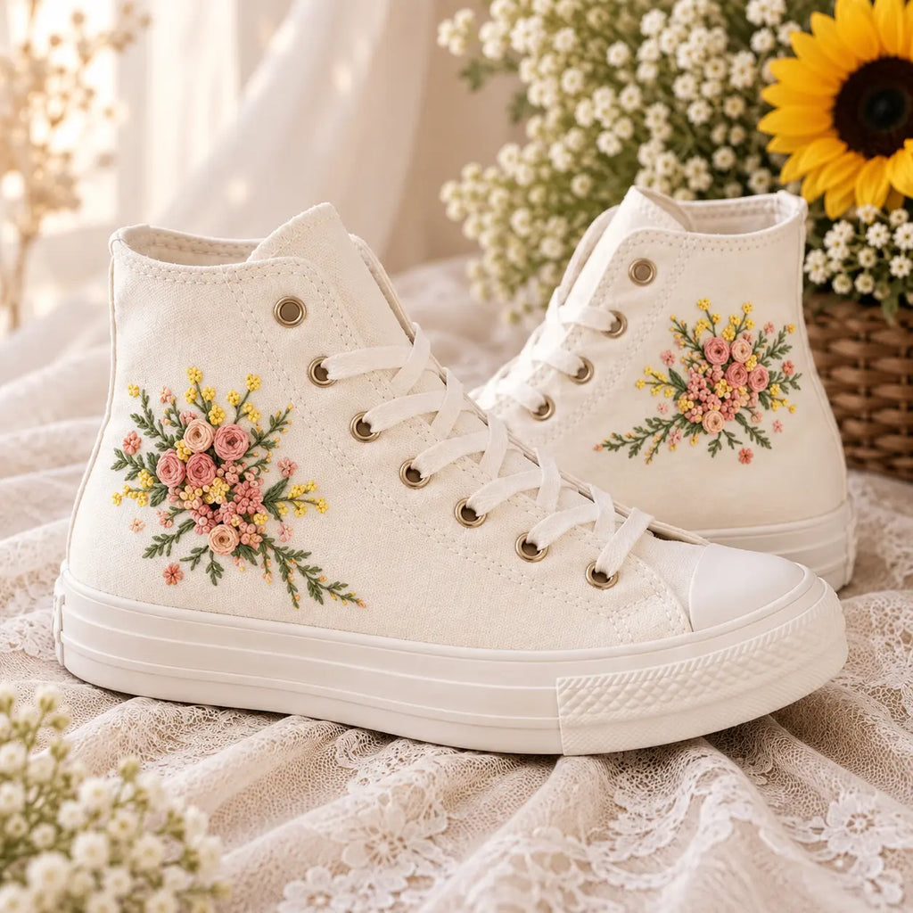 Personalized Bridal Hand Embroidered Sneakers