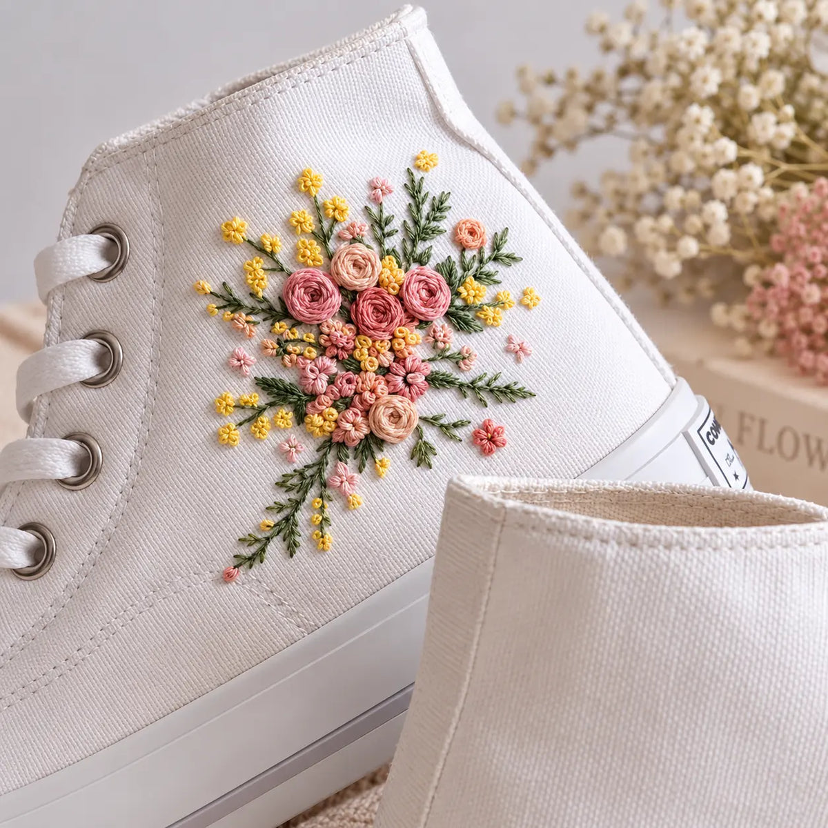 Personalized Bridal Hand Embroidered Sneakers