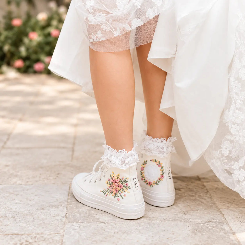 Personalized Bridal Hand Embroidered Sneakers