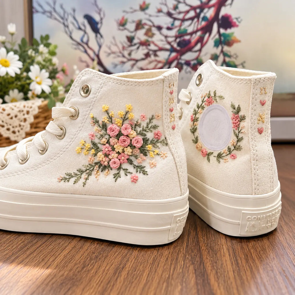 Personalized Bridal Hand Embroidered Sneakers