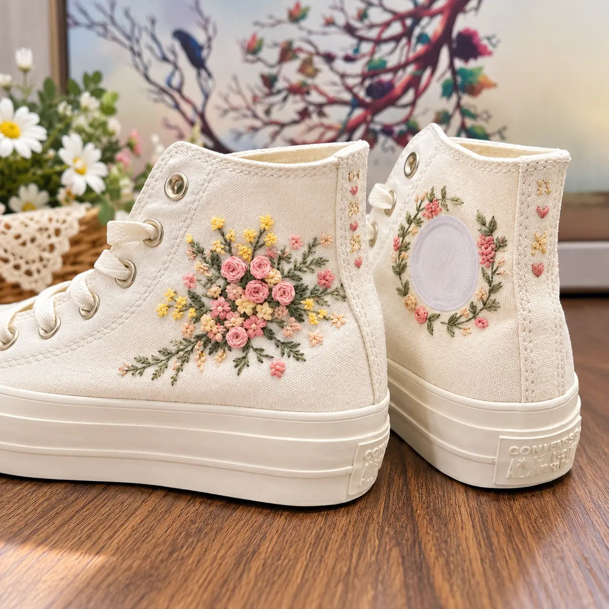 Personalized Bridal Hand Embroidered Sneakers
