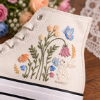 Personalized Bunny Garden Hand Embroidered Sneakers