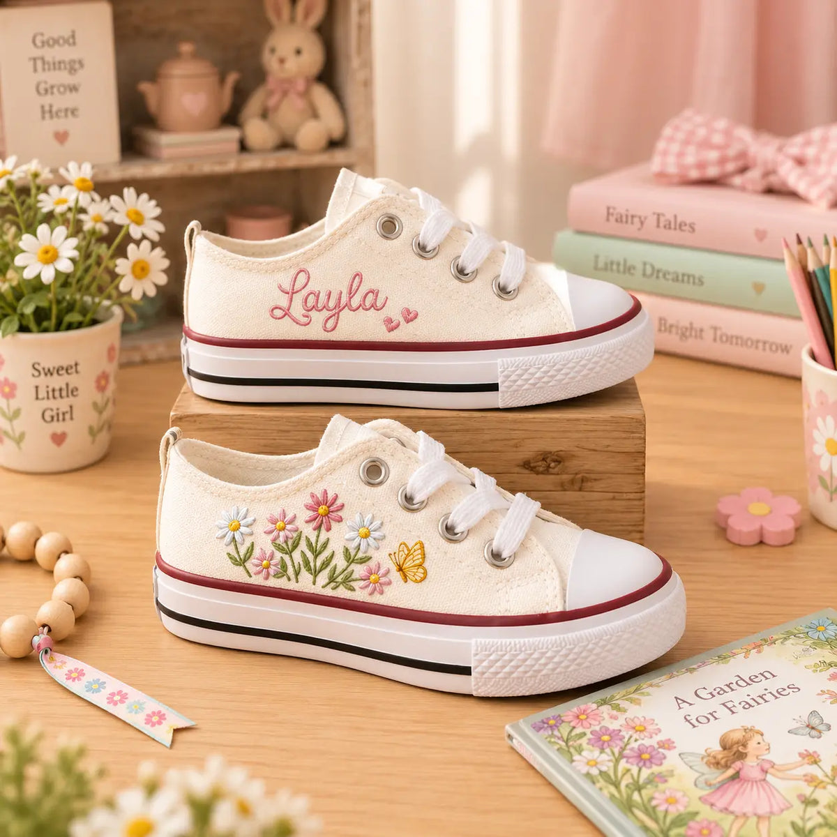Personalized Butterfly Floral Embroidered Shoes