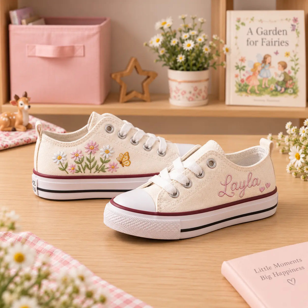 Personalized Butterfly Floral Embroidered Shoes