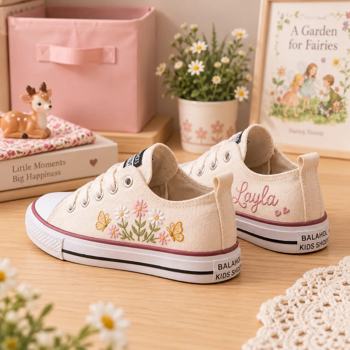 Personalized Butterfly Floral Embroidered Shoes