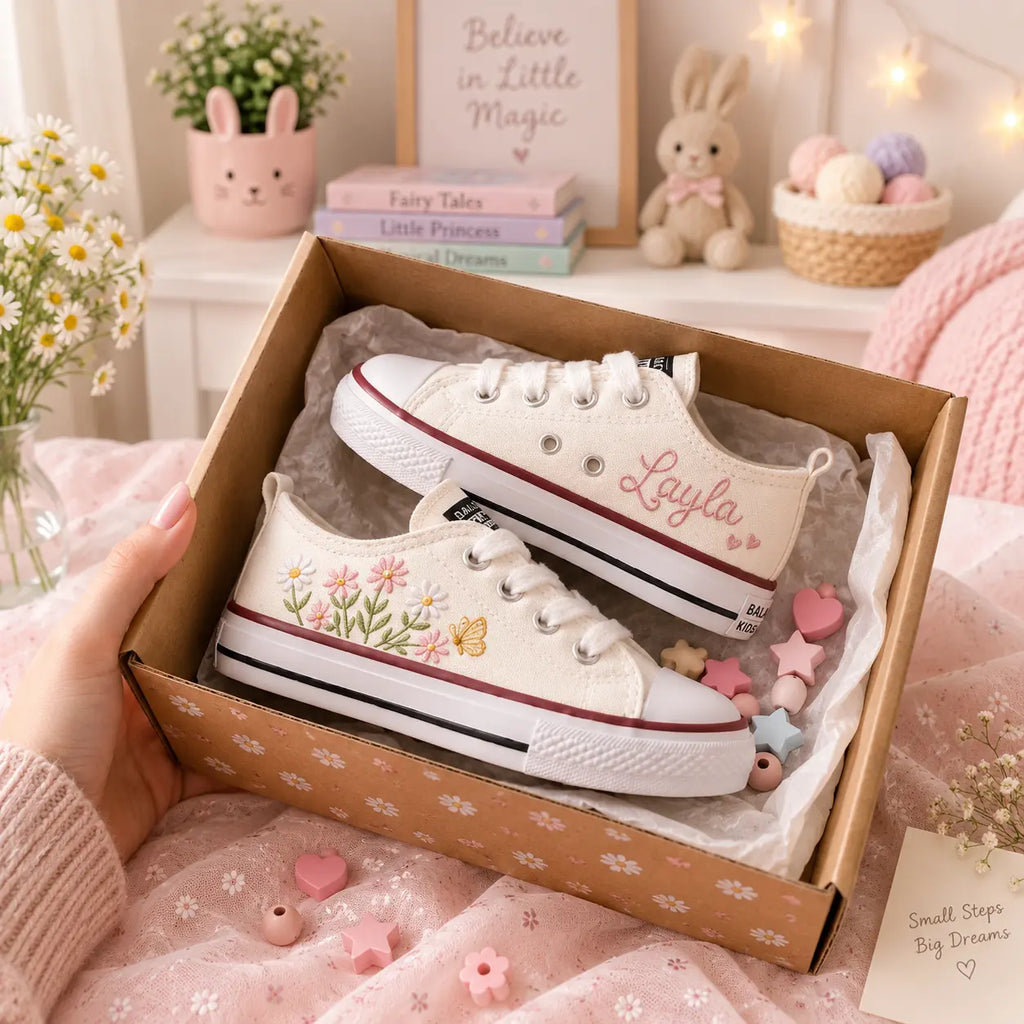 Personalized Butterfly Floral Embroidered Shoes