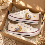 Personalized Cat Moon Embroidered Sneakers