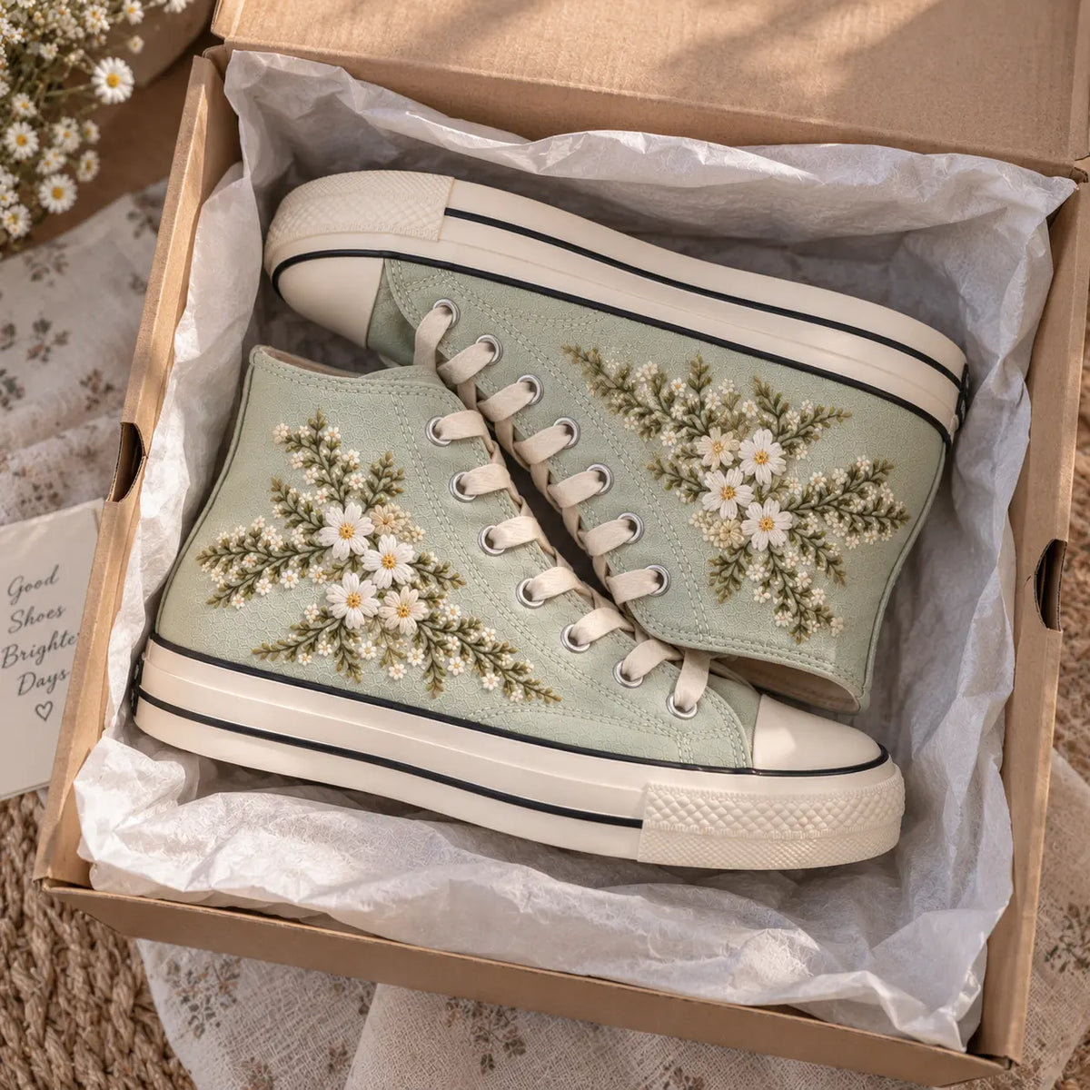 Personalized Daisy Embroidered High Top Sneakers