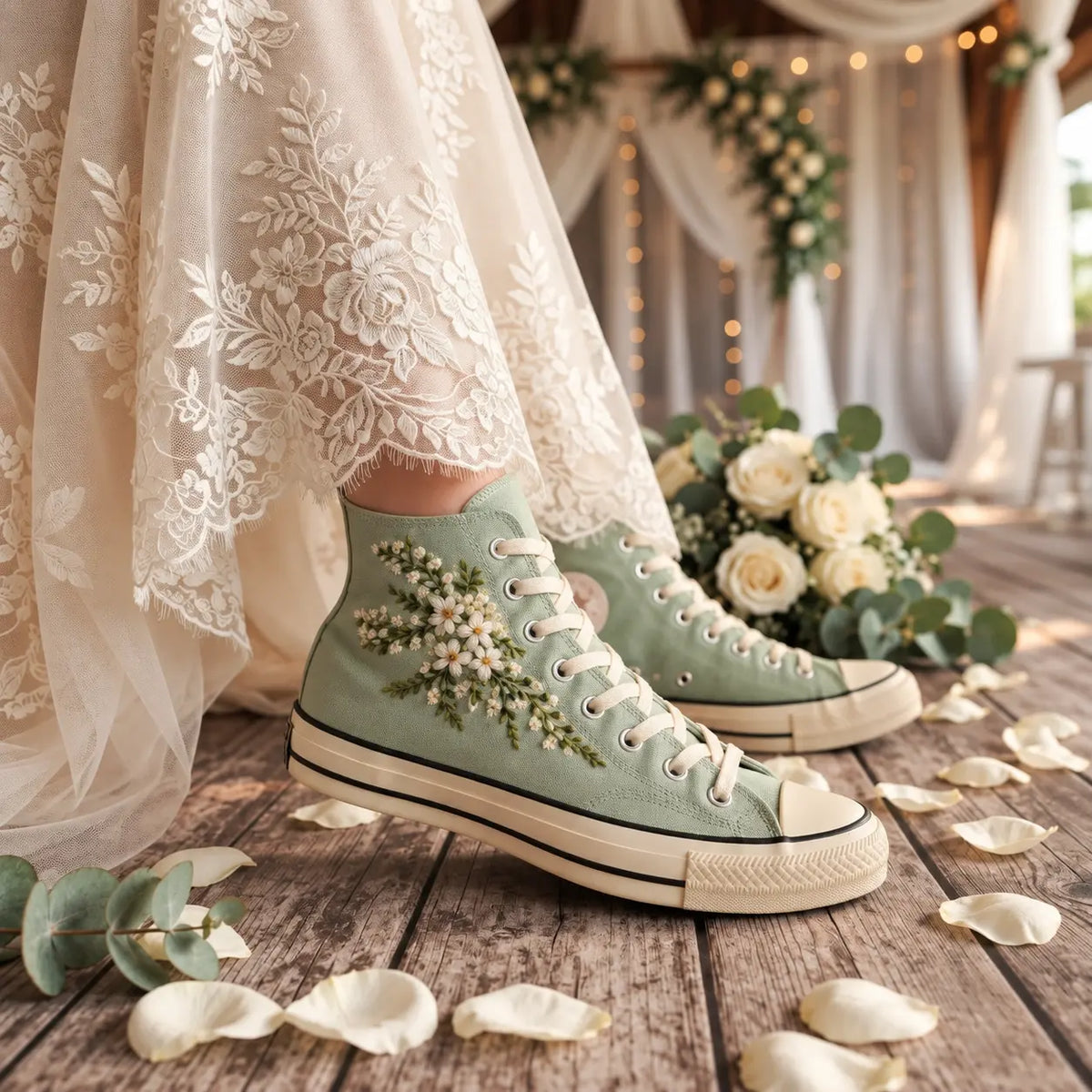 Personalized Daisy Embroidered High Top Sneakers