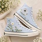 Personalized Daisy Hand Embroidered High Top Sneakers