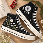Personalized Daisy Hand Embroidered High Top Sneakers