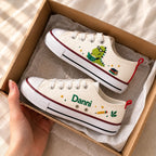 Personalized Dino Hand Embroidered Sneakers