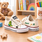 Personalized Dino Hand Embroidered Sneakers