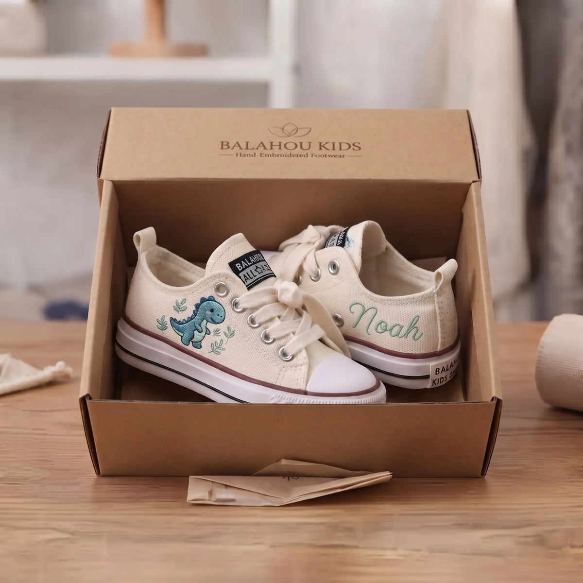 Personalized Dinosaur Embroidered Kids Shoes