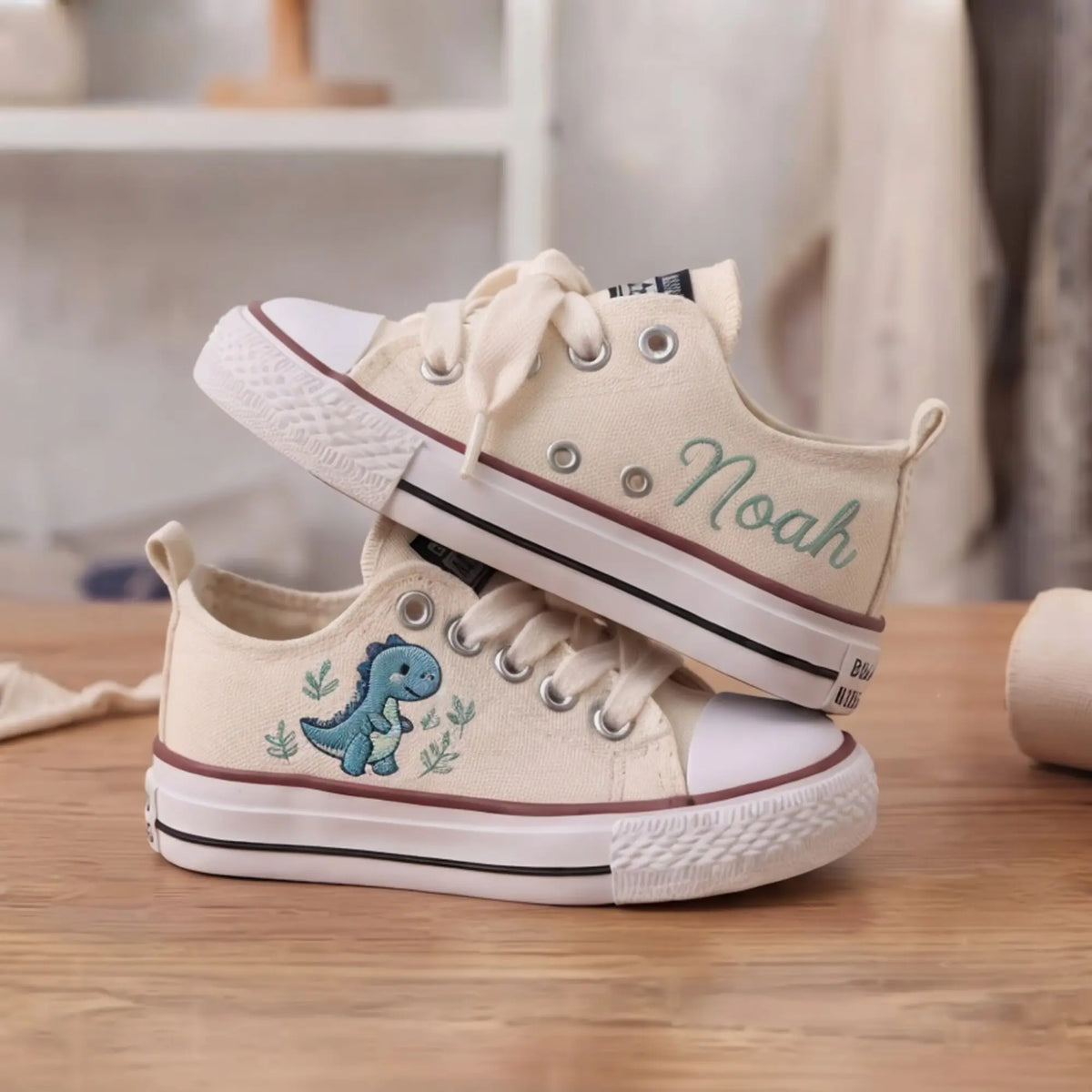 Personalized Dinosaur Embroidered Kids Shoes