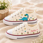 Personalized Dinosaur Embroidered Kids Sneakers