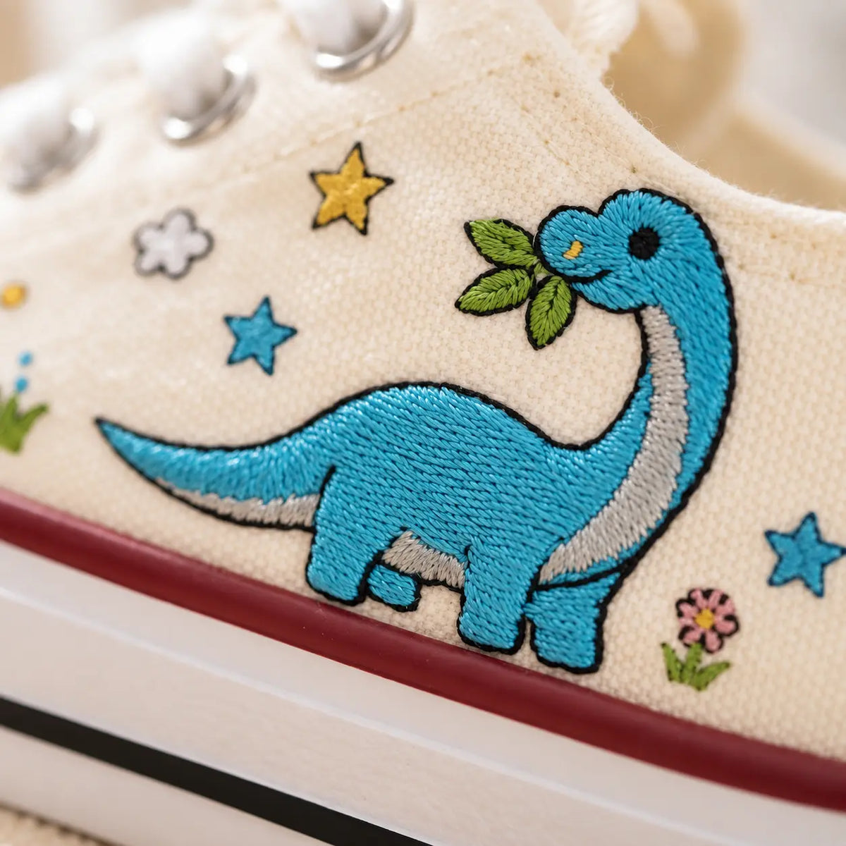 Personalized Dinosaur Embroidered Kids Sneakers