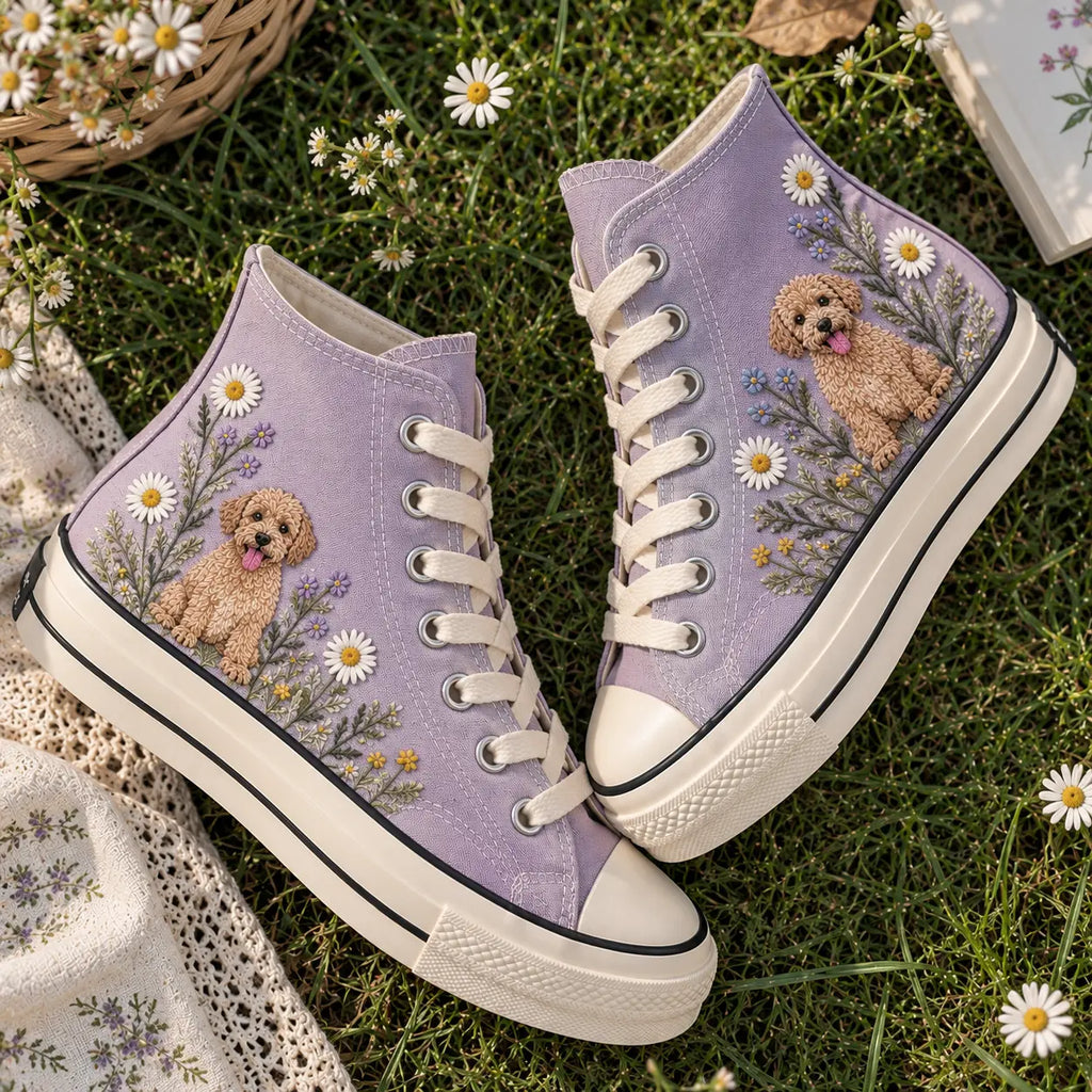 Personalized Dog Embroidered High Top Shoes