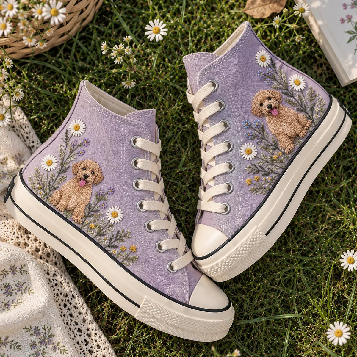 Personalized Dog Embroidered High Top Shoes