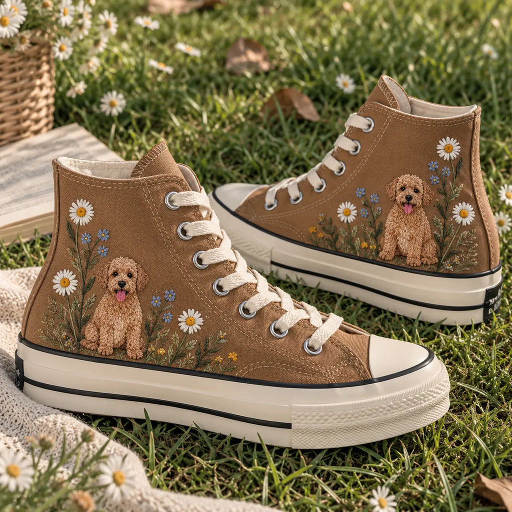 Personalized Dog Embroidered High Top Shoes