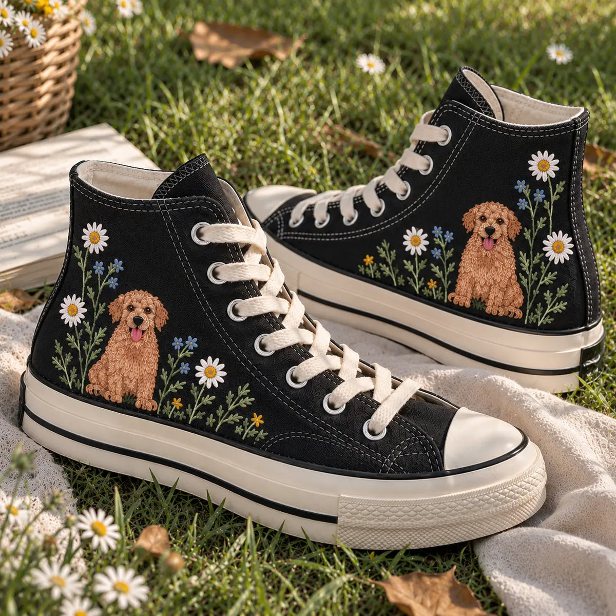 Personalized Dog Embroidered High Top Shoes