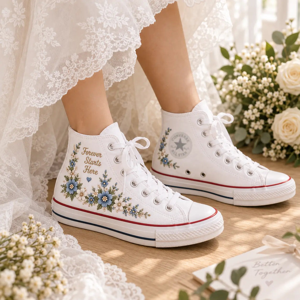Personalized Embroidered Bridal High Tops