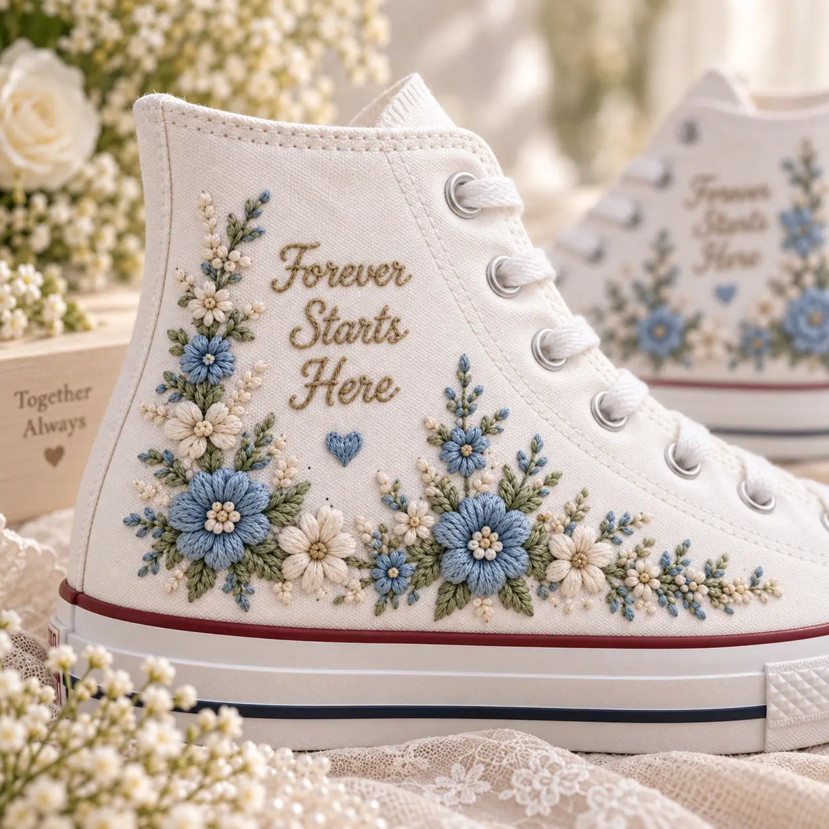Personalized Embroidered Bridal High Tops