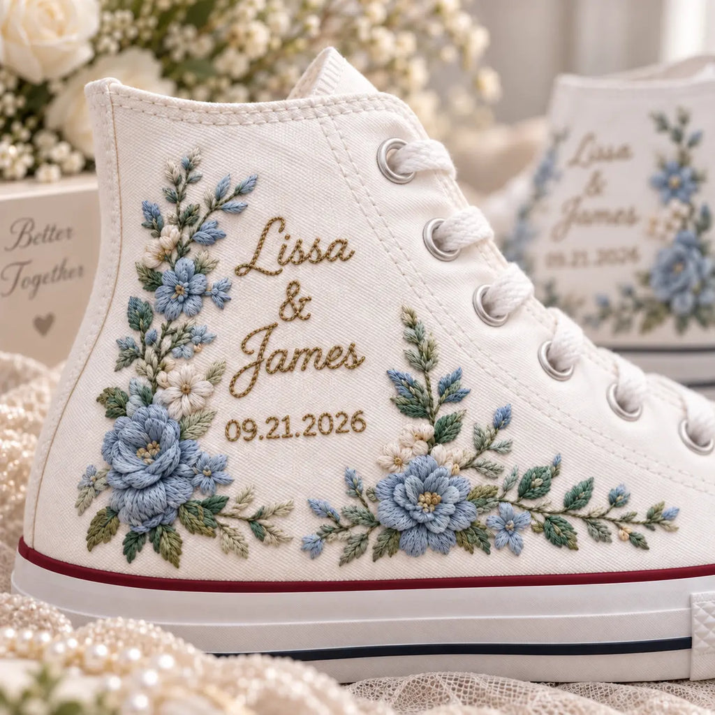 Personalized Embroidered Bridal High Tops