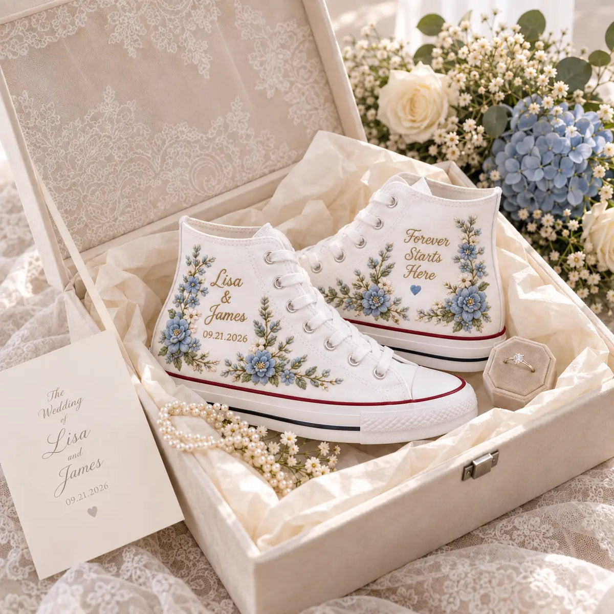 Personalized Embroidered Bridal High Tops