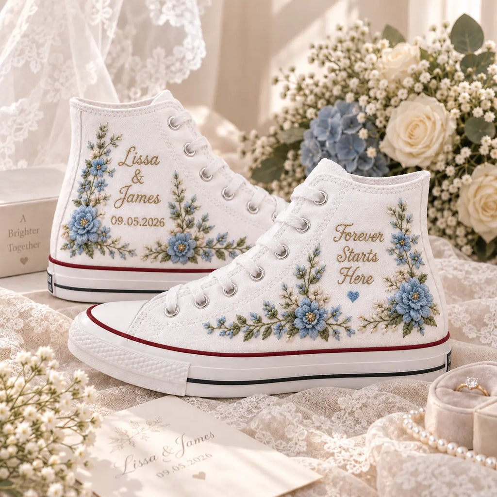 Personalized Embroidered Bridal High Tops