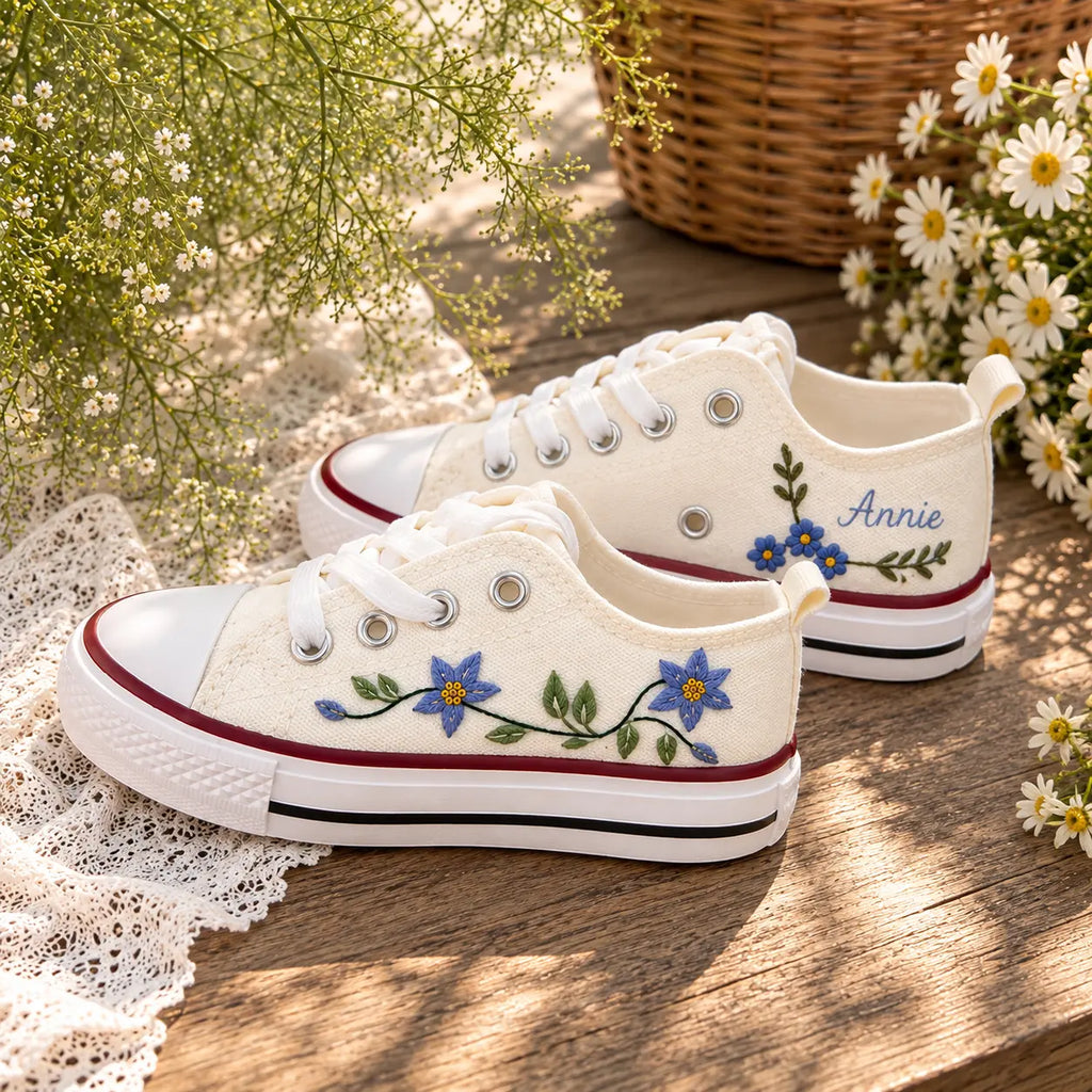 Personalized Embroidered Flower Sneakers