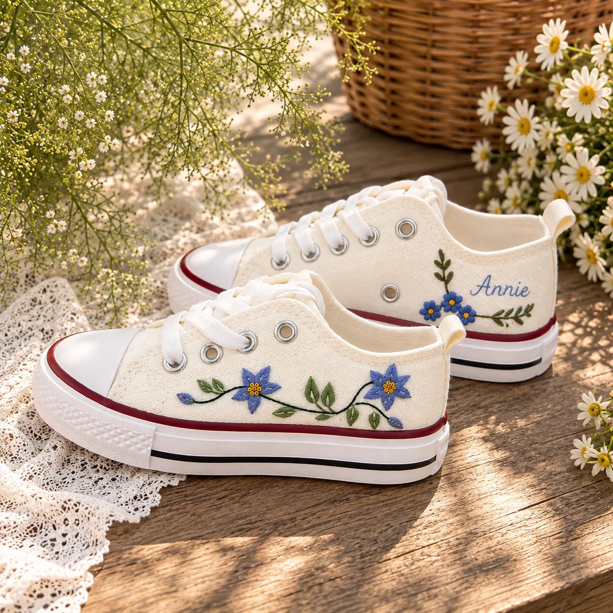 Personalized Embroidered Flower Sneakers