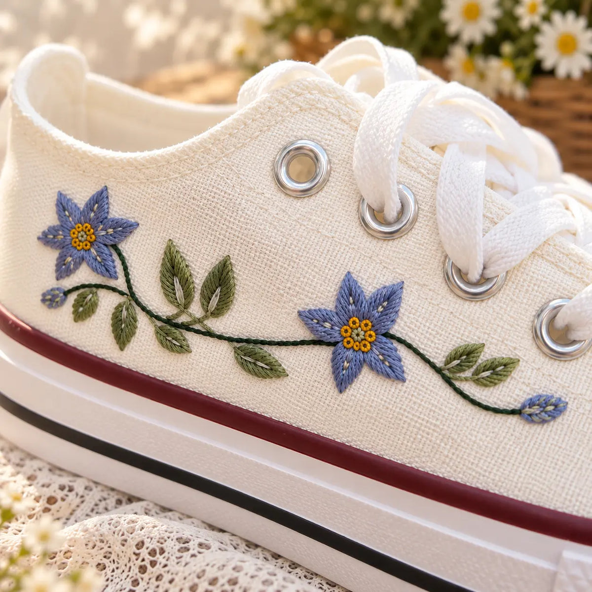 Personalized Embroidered Flower Sneakers