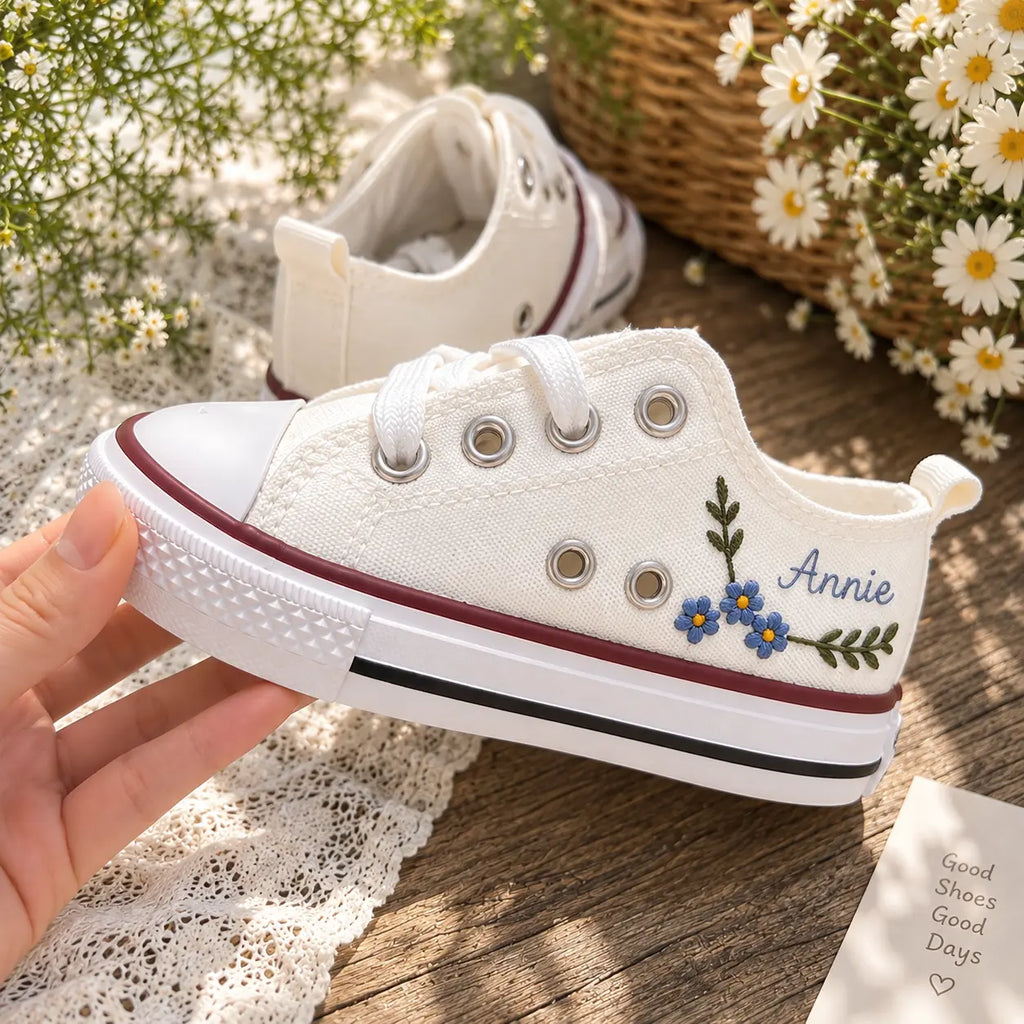 Personalized Embroidered Flower Sneakers