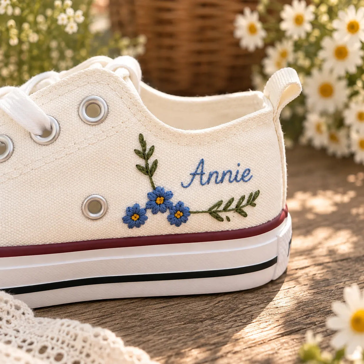 Personalized Embroidered Flower Sneakers