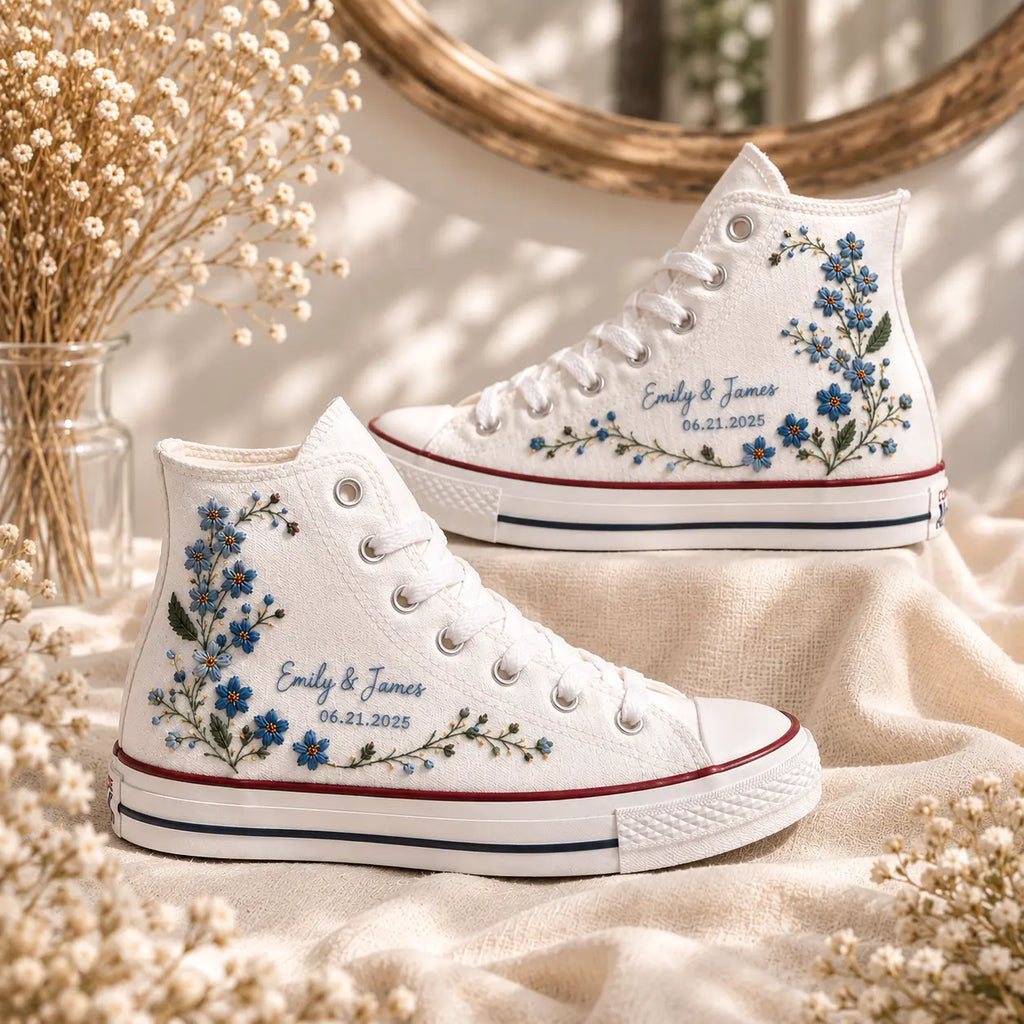Personalized Floral Embroidered Sneakers