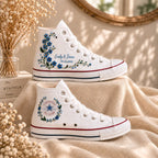 Personalized Floral Embroidered Sneakers