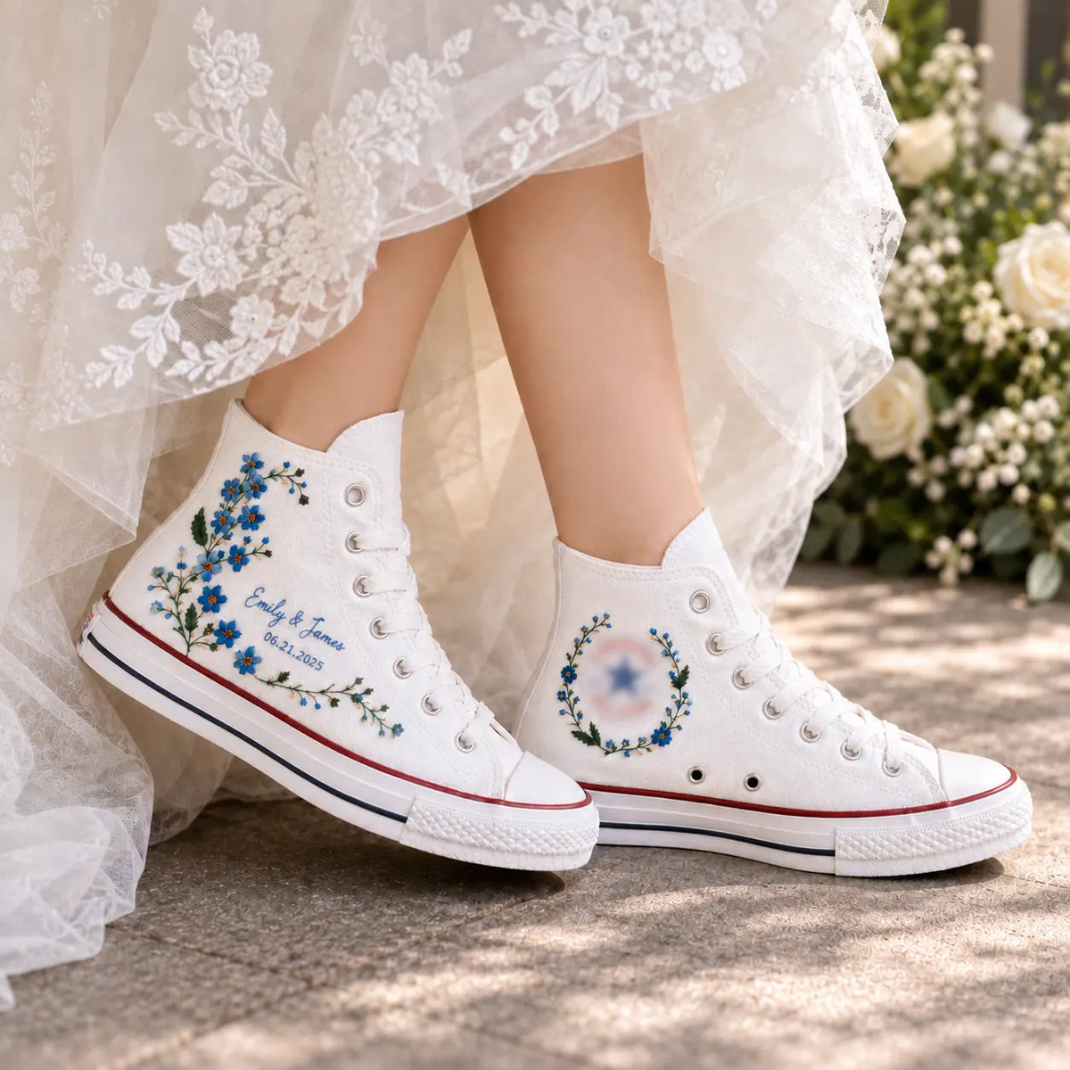 Personalized Floral Embroidered Sneakers