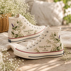 Personalized Floral Embroidered Wedding Sneakers