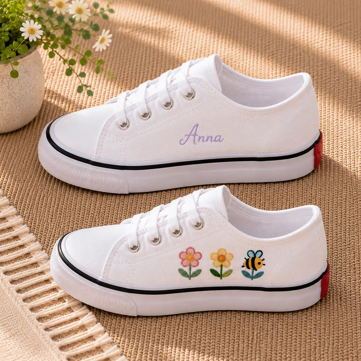 Personalized Floral Kids Sneakers