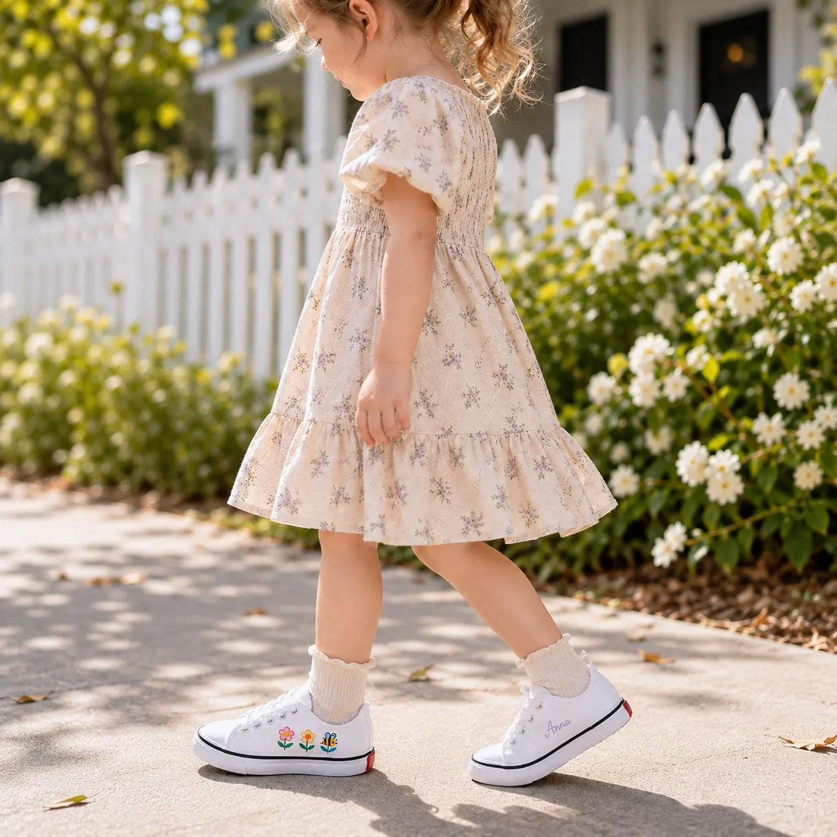 Personalized Floral Kids Sneakers