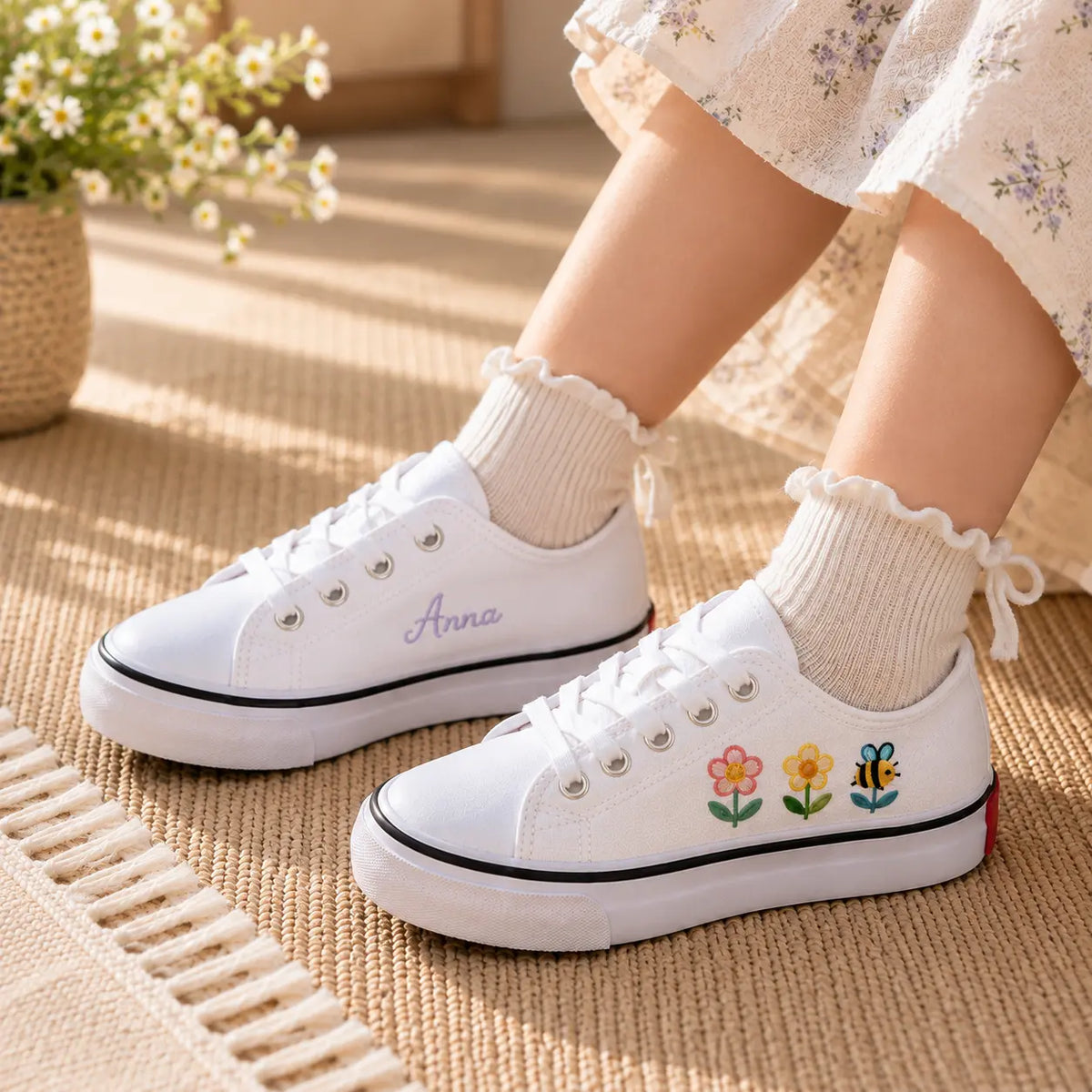 Personalized Floral Kids Sneakers