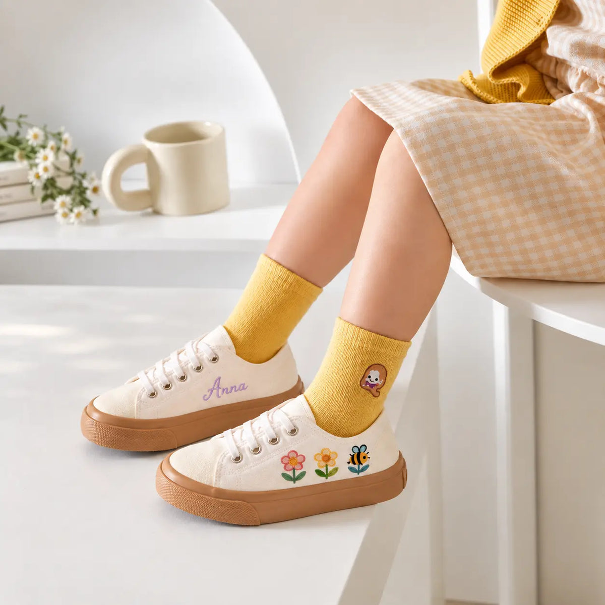 Personalized Floral Kids Sneakers
