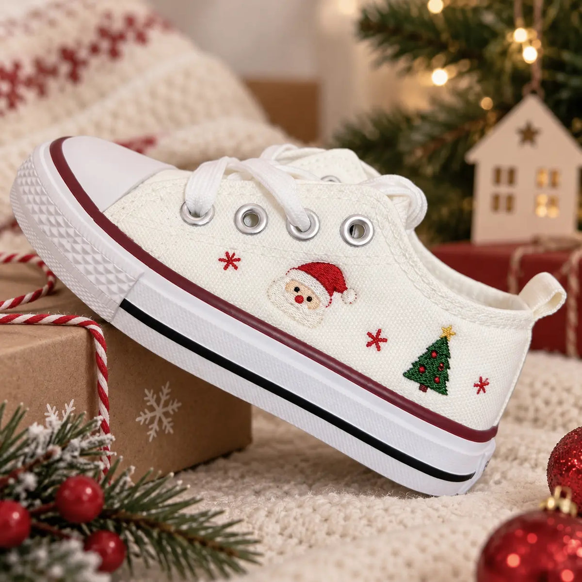 Personalized Kids Christmas Embroidered Sneakers