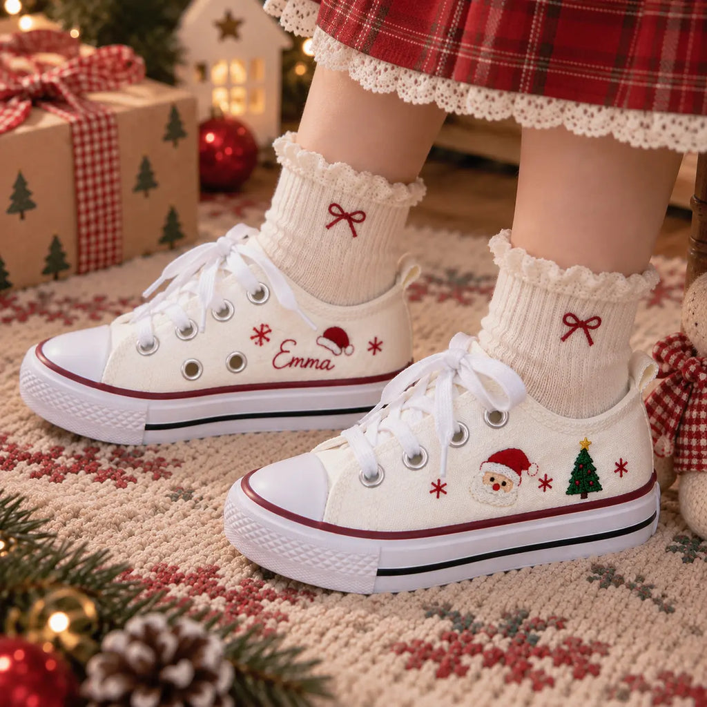 Personalized Kids Christmas Embroidered Sneakers