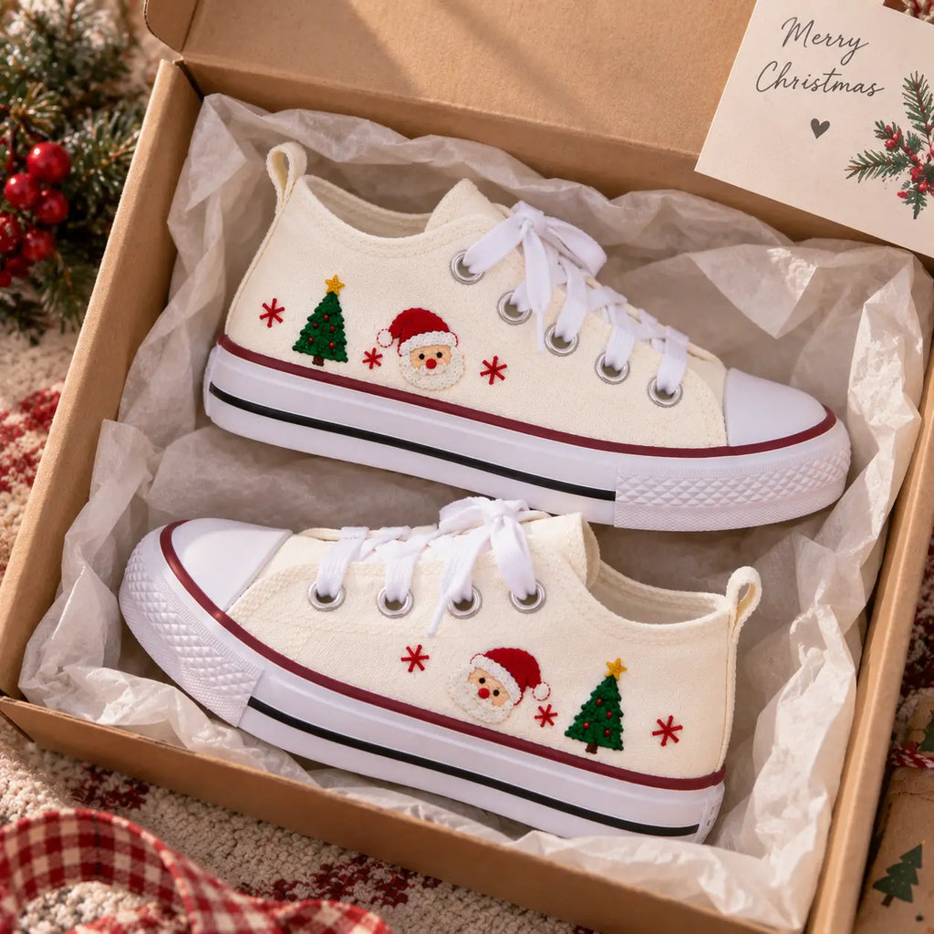 Personalized Kids Christmas Embroidered Sneakers